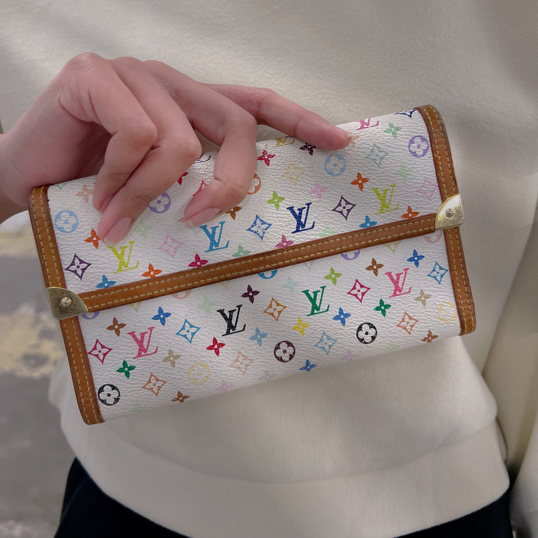 Louis Vuitton White Multicolor monogram wallet