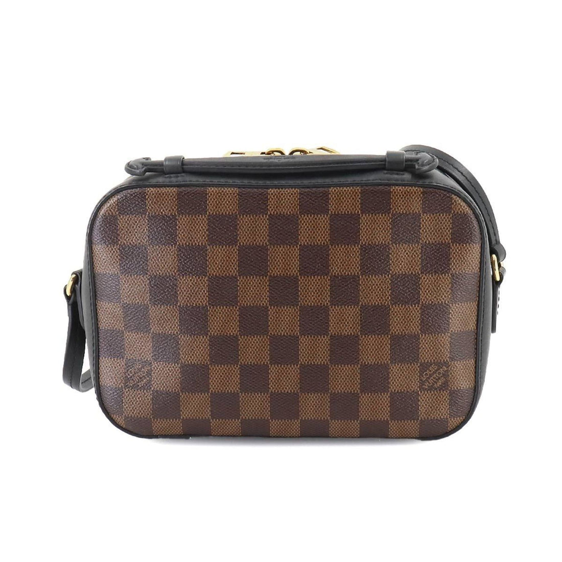 Louis Vuitton Ebene Noir Damier Canvas Leather Handbag