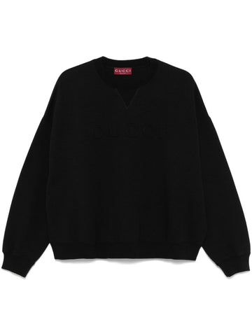 GUCCI Embroidered Logo Cotton Sweatshirt