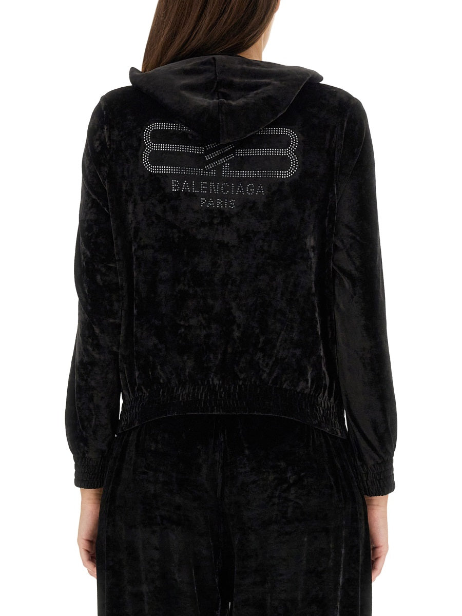 Balenciaga Women Bb Paris Zippered Sweatshirt