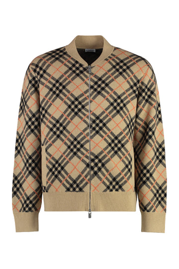 BURBERRY Zipped Cardigan with Check Motif for Men