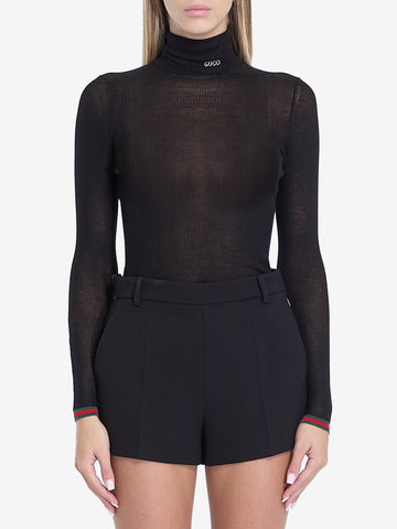 GUCCI High-Neck Cashmere and Silk Blend Top - Women’s Size US