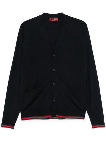 GUCCI Web Detail Wool Cardigan - SS25 Collection