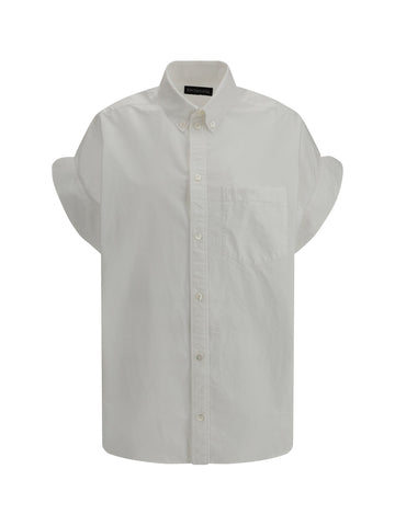 Balenciaga Women Oversized Shirt With Short Sleeves