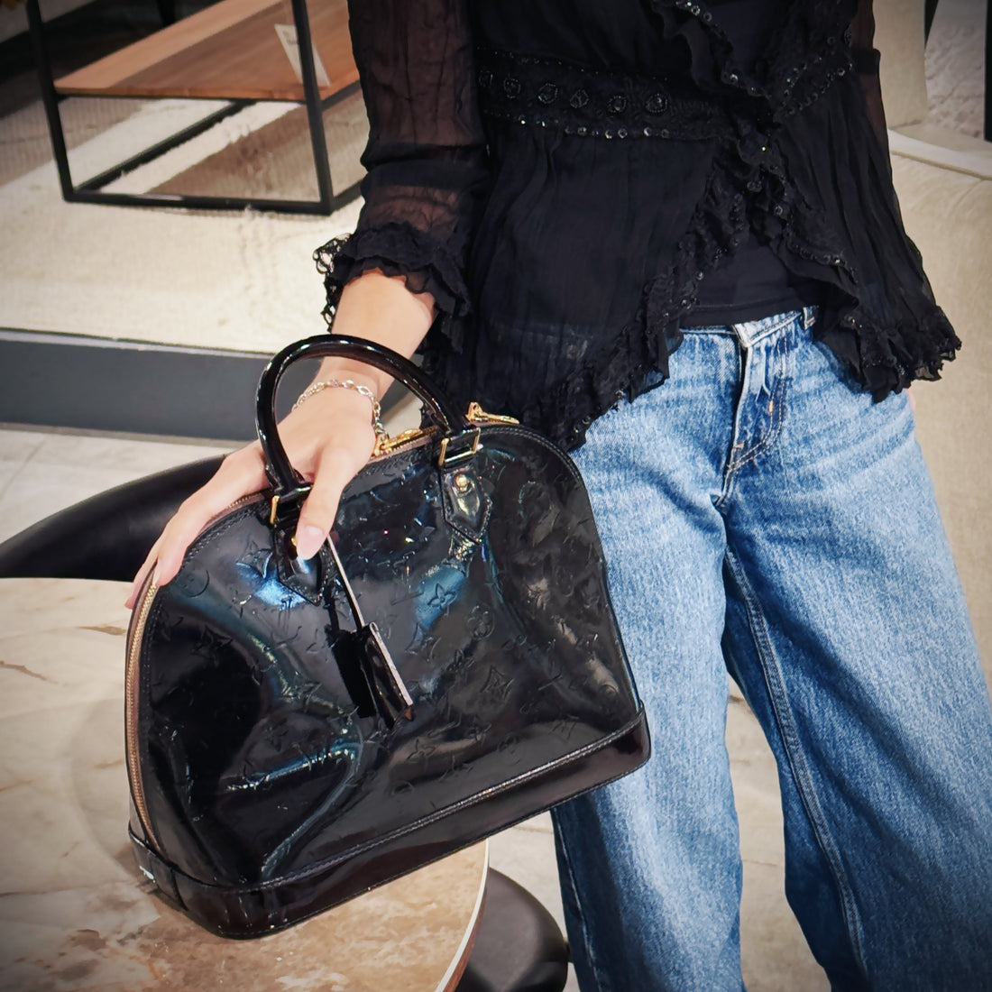Louis Vuitton Black Monogram Vernis Alma Bag TWS