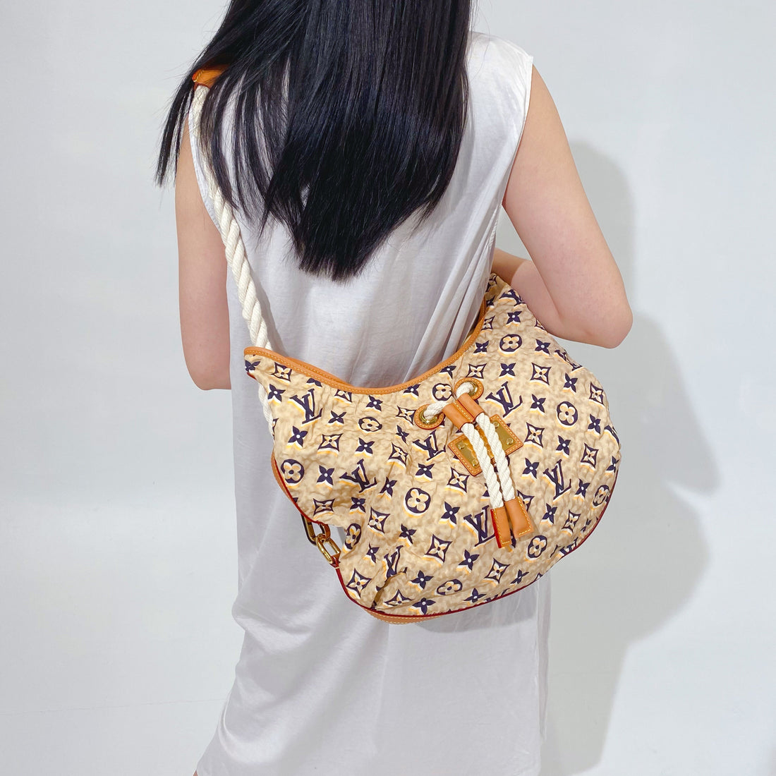 LOUIS VUITTON Limited Edition Tan Nylon Monogram Bulles PM Bag