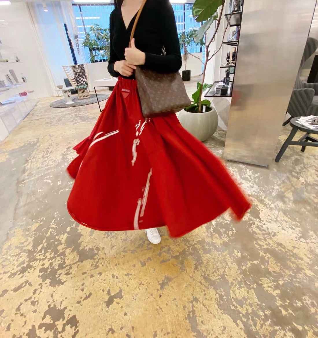 Prada Red Long Skirt