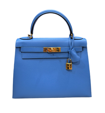 HERMES- KELLY EPSOM SELLIER 28 BLUE PARADISE GHW