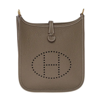 HERMES -Etoupe Clemence Mini Evelyne II TPM 16 Gold Hardware