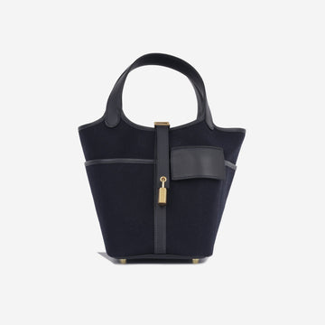 Hermès Hermès - Picotin 18 Cargo - Bleu Marine Canvas / Caban Swift GHW - Immaculate