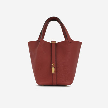 Hermès - Picotin 18 - Rouge H Clemence GHW - 2024 - Brand New