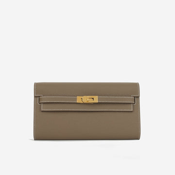 Hermès - Kelly To Go Wallet - Etoupe Epsom GHW - 2024 -