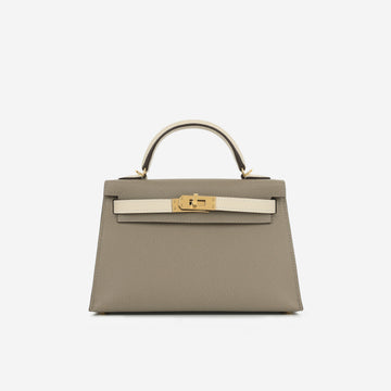 Hermès HSS Mini Kelly - Gris Asphalt / Craie