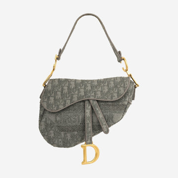 Dior - Medium Saddle Bag - Grey Oblique Canvas GHW -  New - 2020