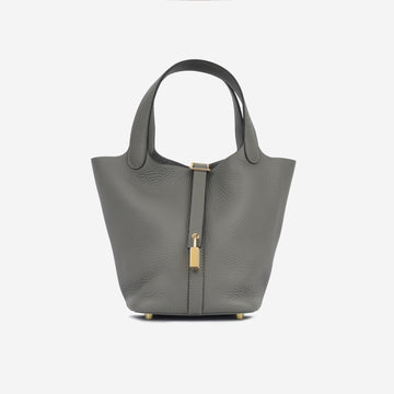 Hermès - Picotin 18 - Gris Meyer Clemence GHW - Brand New - 2025