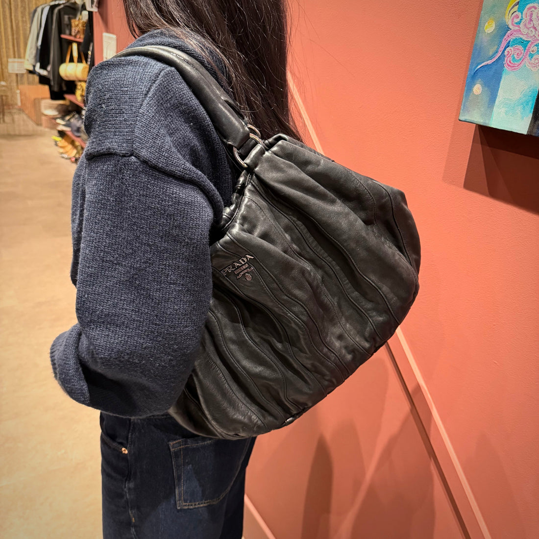 Prada Nappa Mordore Stripes Tote