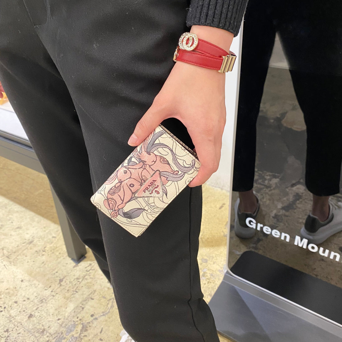 Prada Printed Textured-leather Cardholder