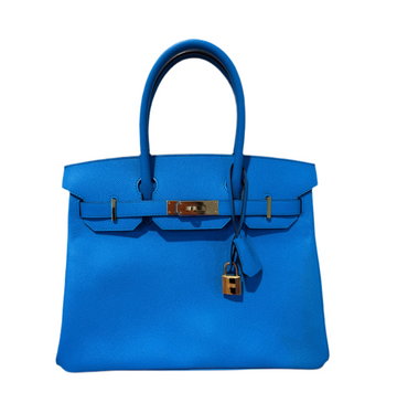 HERMES - BIRKIN 30 BLUE FRIDA EPSOM LEATHER GOLD HARDWARE- RARE