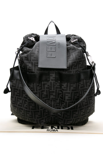 FENDI Black FF Jacquard Fabric Fendi Strike Medium Backpack