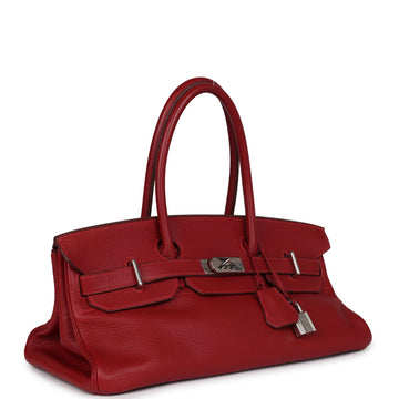 Hermes Shoulder Birkin 42 JPG Rouge Vif Clemence Palladium Hardware