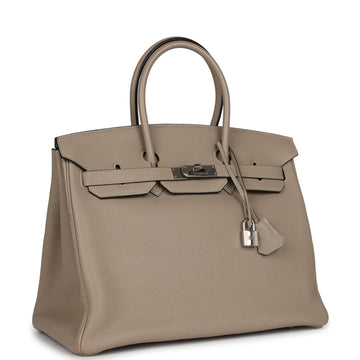 Hermes Birkin 35 Gris Tourterelle Togo Palladium Hardware