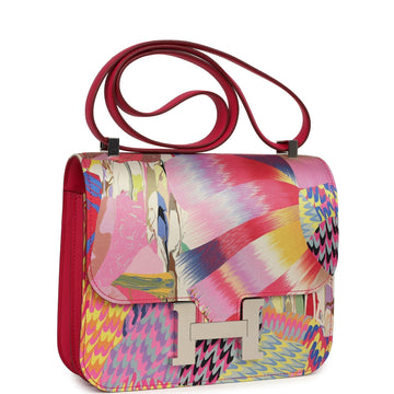 Hermes Constance 24 "Marble Silk" Rose Mexico Swift Palladium Hardware