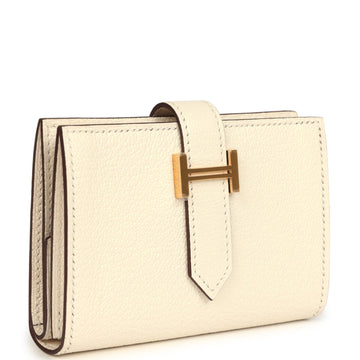 Hermes Bearn Mini Wallet Nata Chevre Gold Hardware