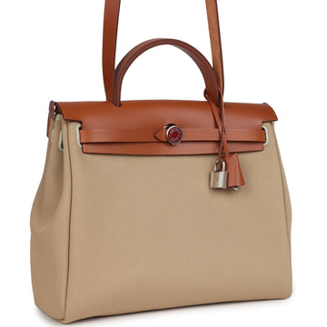 Hermes SpSSial Order (HSS) Herbag Zip PM 31 Trench Officier Canvas and Fauve Hunter Lacquered Palladium Hardware