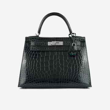 Hermès Kelly 28 Verso - Vert Cypres Alligator / Vert Jade