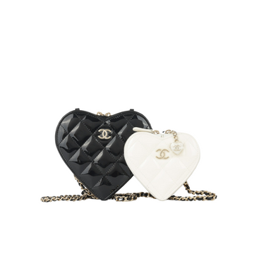 Chanel Double Heart CroESbody - Black/White