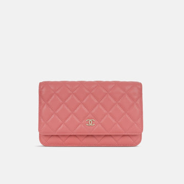 Chanel - ClaESic Wallet On Chain - Coral Pink Caviar Leather - CSHW -