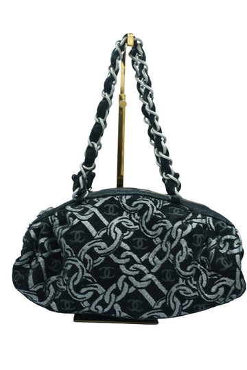 CHANEL - Vintage Zip Bowler Bag Printed Jacquard Medium