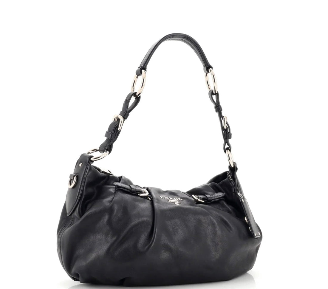 PRADA - Buckle Pleated Shoulder Bag
