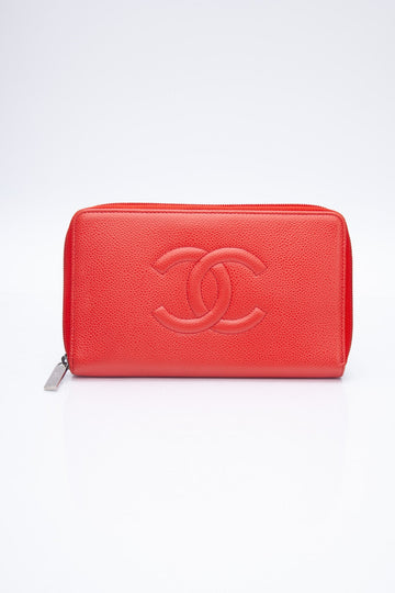 CHANEL Coral Timeless CC Zip Around Large Organizer Wallet