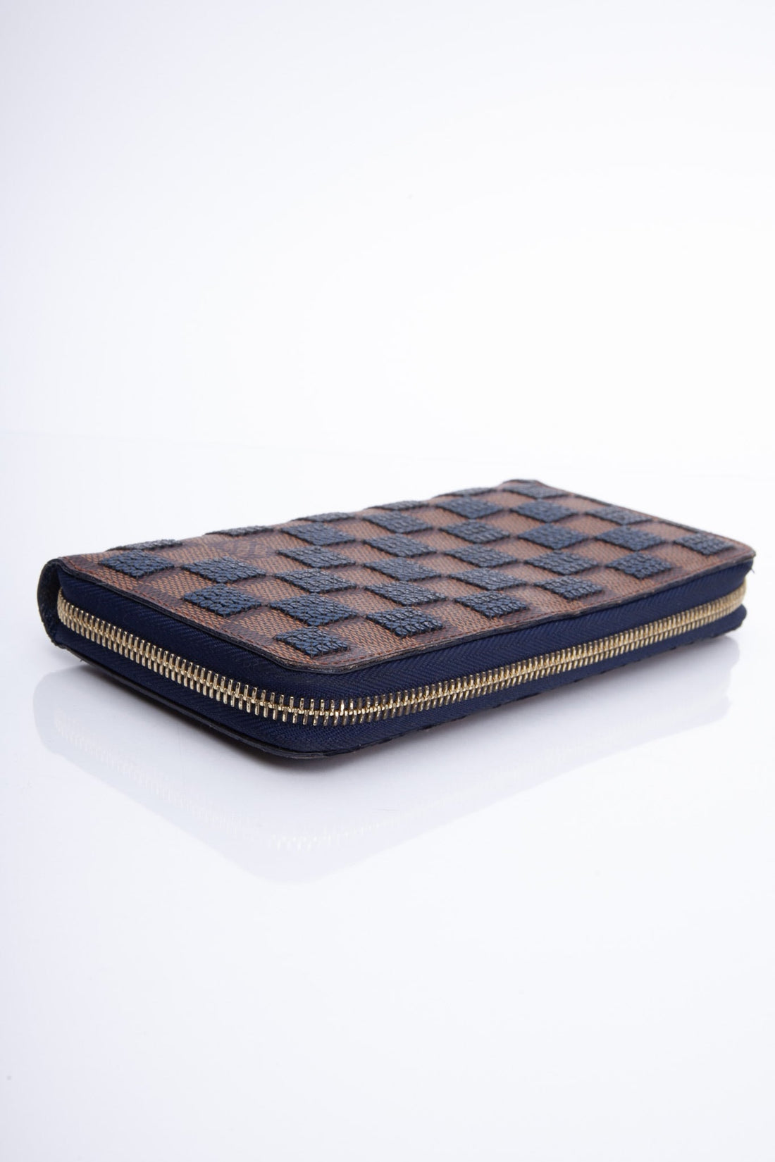 LOUIS VUITTON Paillettes Blue Sequin Damier Ebene Zippy Wallet