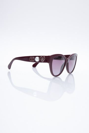 CHANEL Burgundy Acetate Butterfly Classics Sunglasses