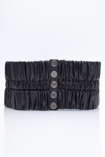 Chanel Wide Corset Black Lambskin Leather Belt Limited Edition Size 70