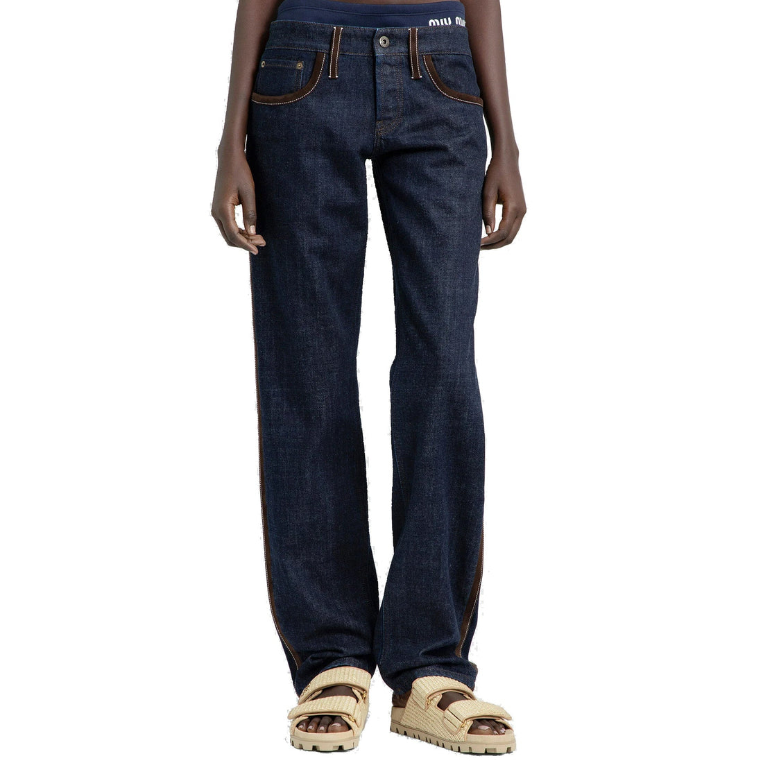MIU MIU Chic Piped-Trim Denim Jeans