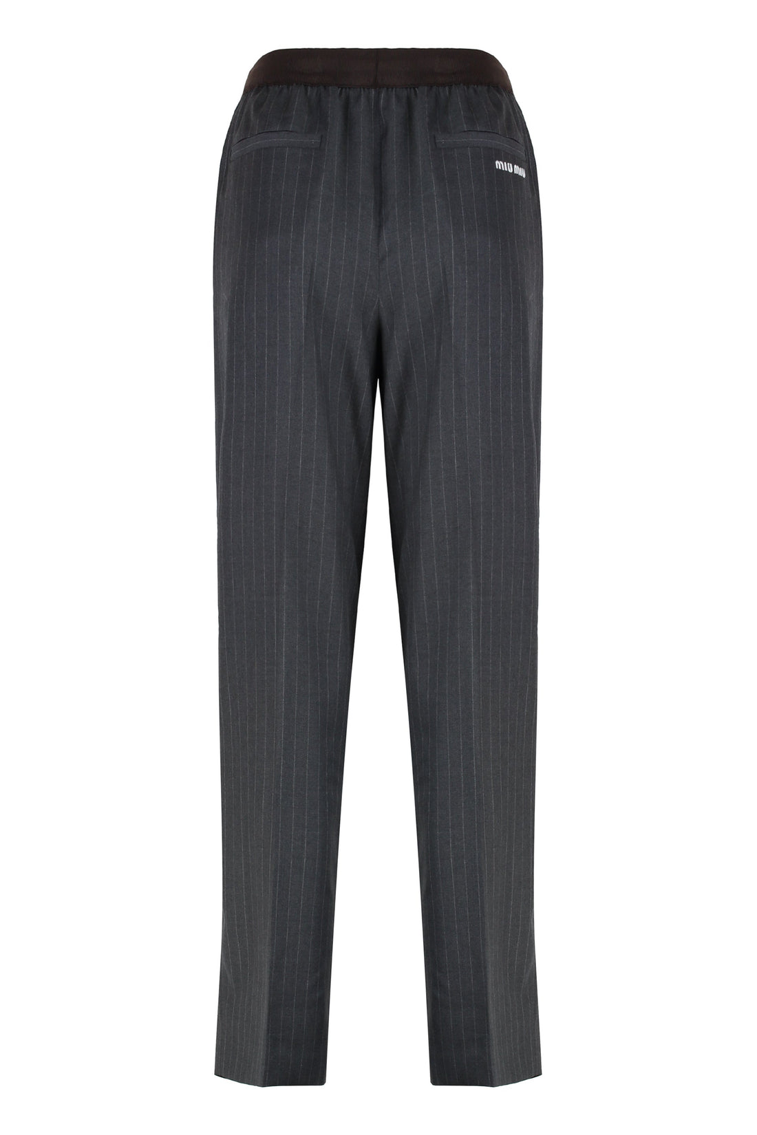 MIU MIU Pinstriped Virgin Wool Trousers for Women