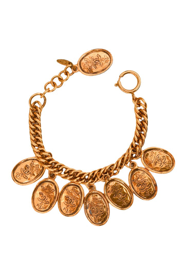 Chanel™ Gold Tone Coco Mark Coin Crown Bracelet
