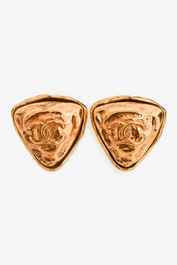 Chanel™ Gold Tone Triangle Clip-on Earrings