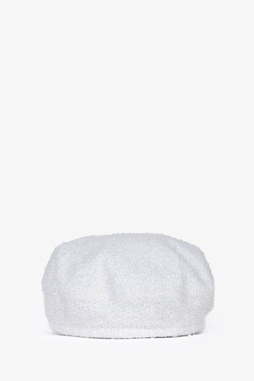 Chanel™ White Sparkly Tweed Beret Hat Size M