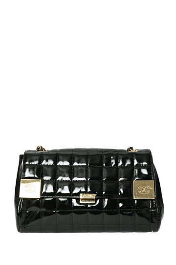 Chanel™ 2002 Black Patent Chocolate Bar Flap Bag (Refurbished)