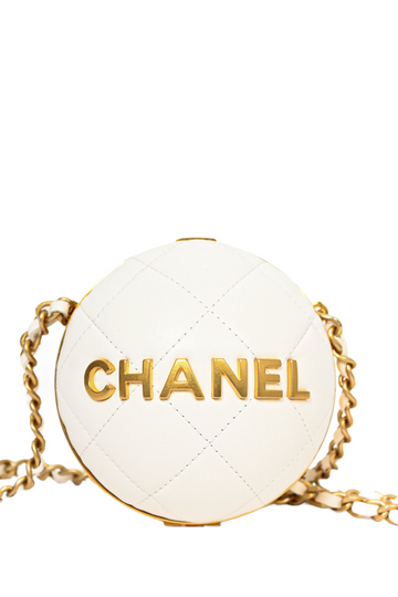 Chanel™ White Lambskin Leather Paris-Le19M Coco Sphere Minaudiere Bag