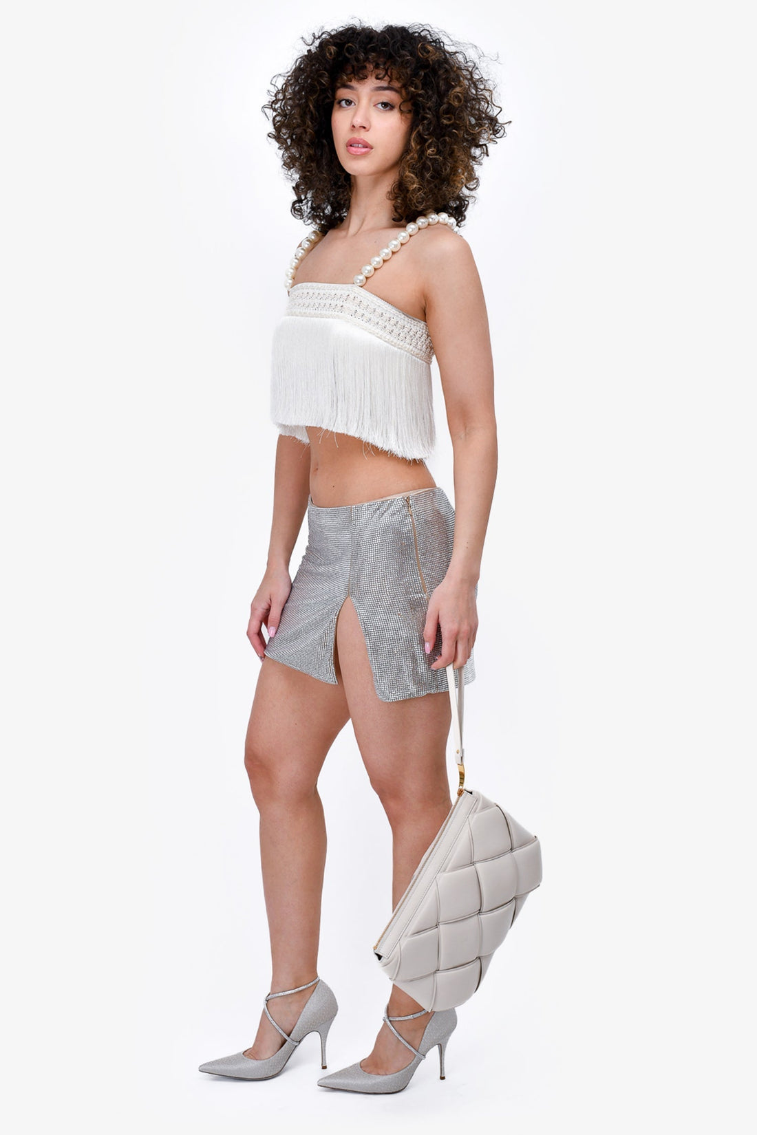 Bottega Veneta White Leather Maxi IntrESciato Padded Clutch