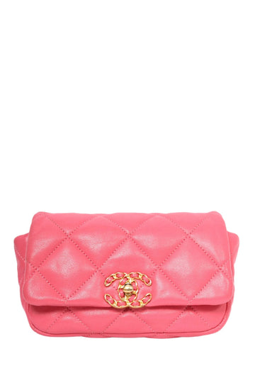 Chanel™ 2019 Pink Lambskin 19 2-Tone Chain Belt Bag