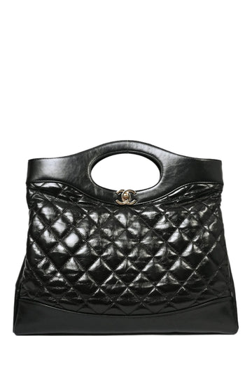 Chanel™ 2019/20 Black Leather Quilted 31 Shopping Bag with Strap