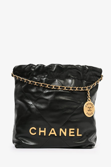 Chanel™ Black Leather Mini 22 Hobo Bag