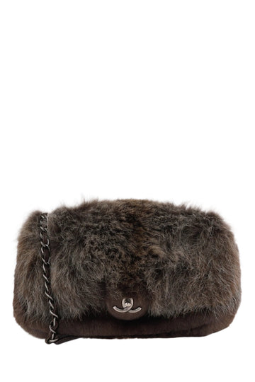 ™ Chanel 2013-14 Brown Fur CC Flap Bag