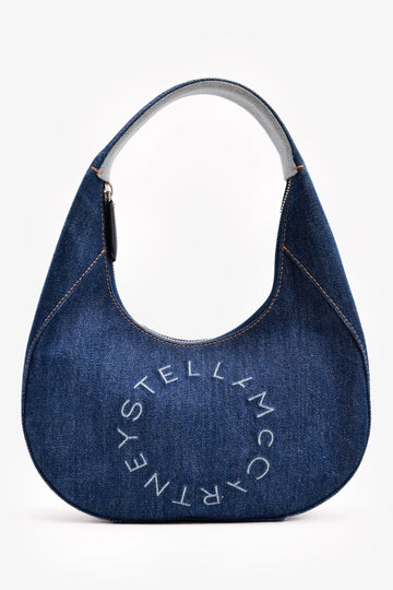Stella McCartney Denim Small Logo ESo Hobo Shoulder Bag